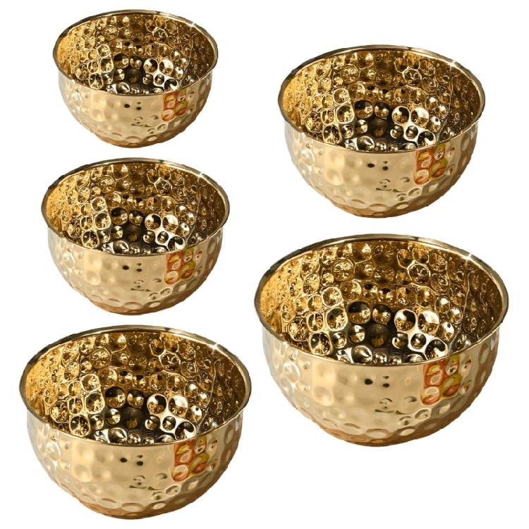 Heavy Duty 304 Nonrust Steel Hammered Salad Tray Serving Bowl Suitable For Family Gatherings And Outdoor Picnics