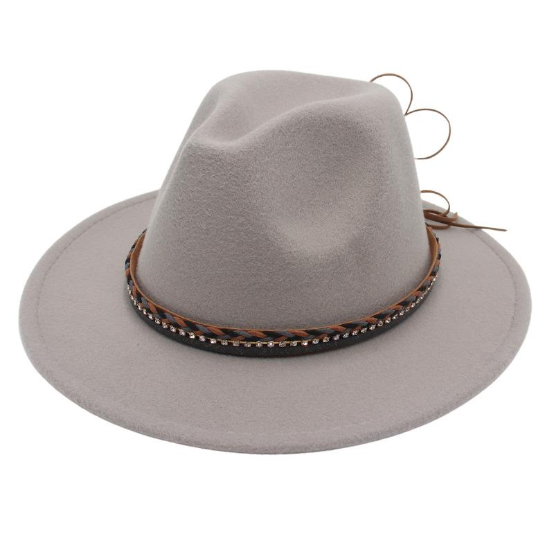 

Top Hat Handwoven Ethnic Style Accessories Felt Hat Street Shot Tibetan Top Hat Hat L（58-60cm） світло-сірого кольору