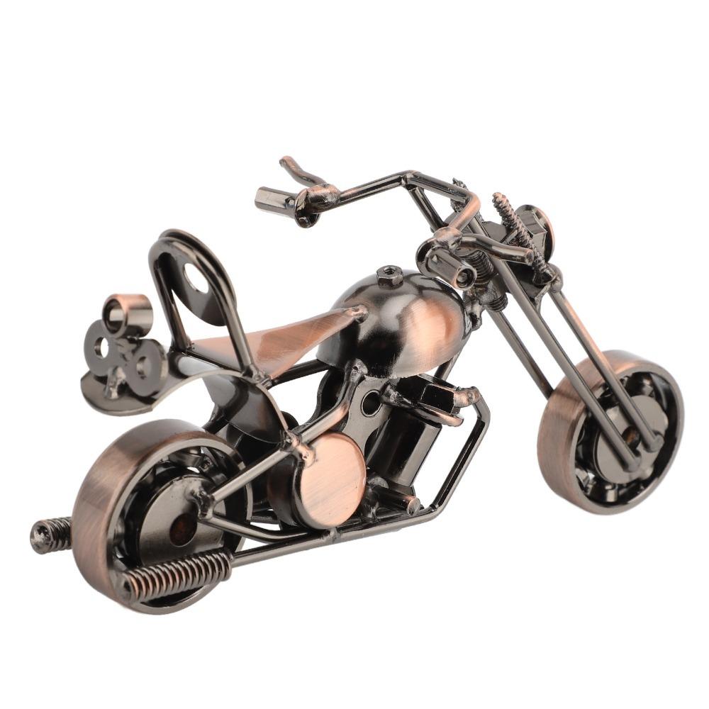 Movable Handlebar Motorcycle Ornament Handcrafted Metal Motorcycle Figurine Living Room Decor