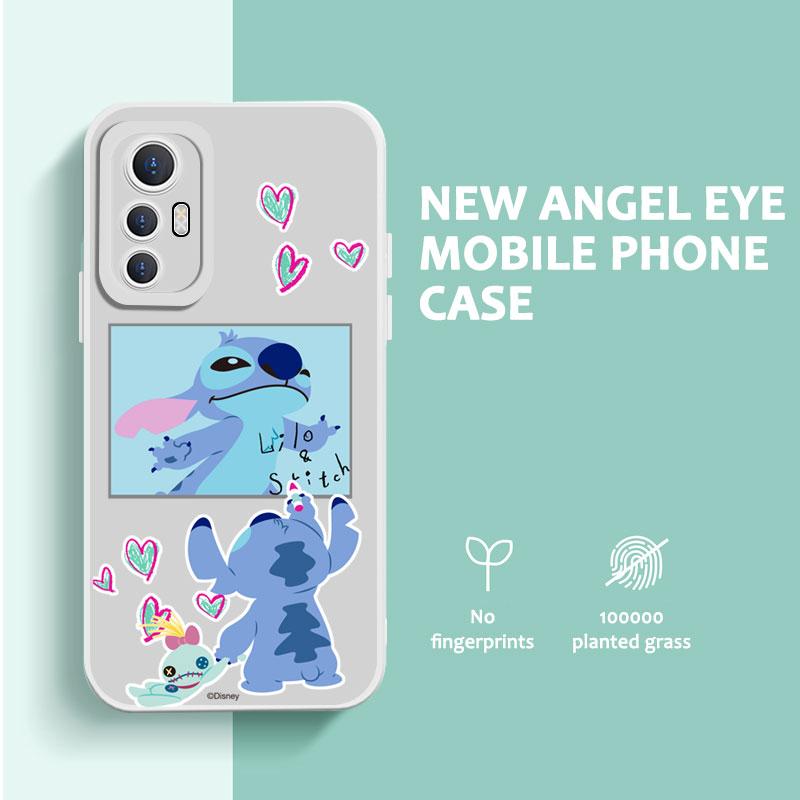 

Милый чехол для телефона Disney с рисунком стежка с квадратными краями, жидкий силиконовый чехол, полное покрытие, защитный чехол для камеры для Xiaomi OPPO Vivo