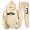Men's New York Print Casual American Style Autumn Hoodie Set