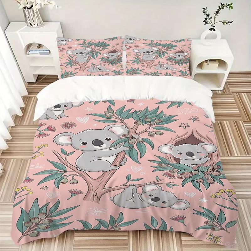 Koala Friends Nature Print 3Pcs Bedding Setduvet Cover With 2 Bedropillowcase Home Birthday Gift