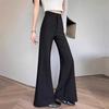 Damen Frühjahr 2026 High-Waist Schwarze Micro-Flare Hose: Bauchverbergende, Schlankmachende, Elastische Schlaghosen