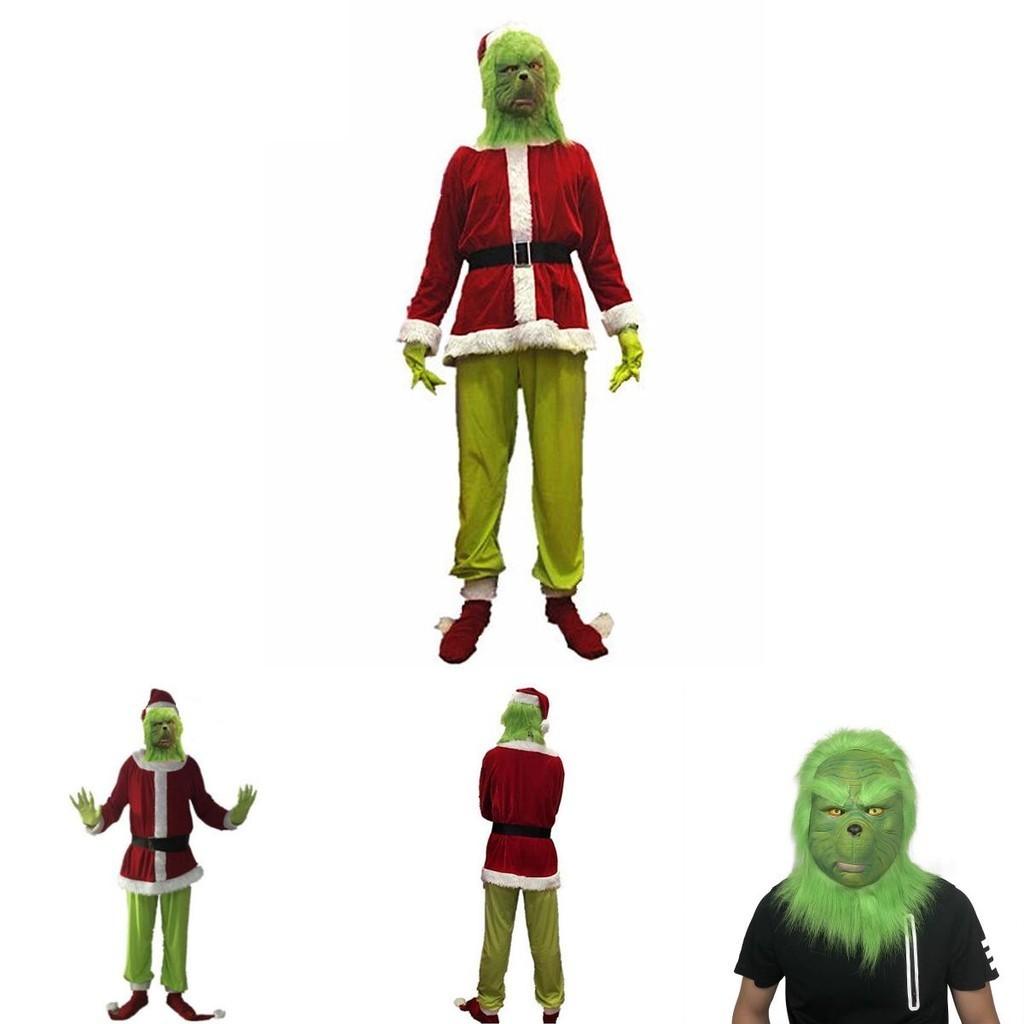 Eye-catching Grinch Cosplay Costume Set For Halloween Masquerade Parties