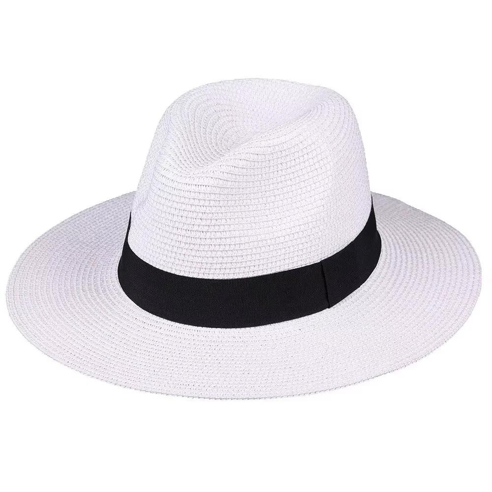 Summer Hat Women Wide Brim Straw Panama Foldable Hat Beach Sun Protection Hat