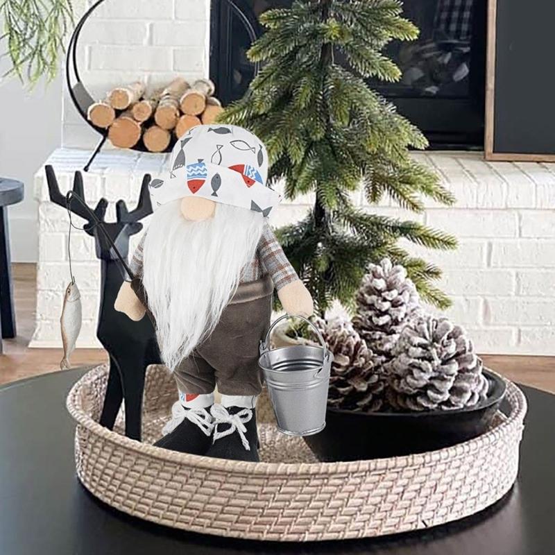 Angeln Wichtel Handgemachte Wichtelpuppe Schreibtischornament Sommer Fischer Wichtel Zwerge Figur Garten Küchendekorationen