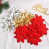 Artificial Decor Wedding Favors Xmas Gift Christmas Tree Flowers Glitter Ornament Poinsettia