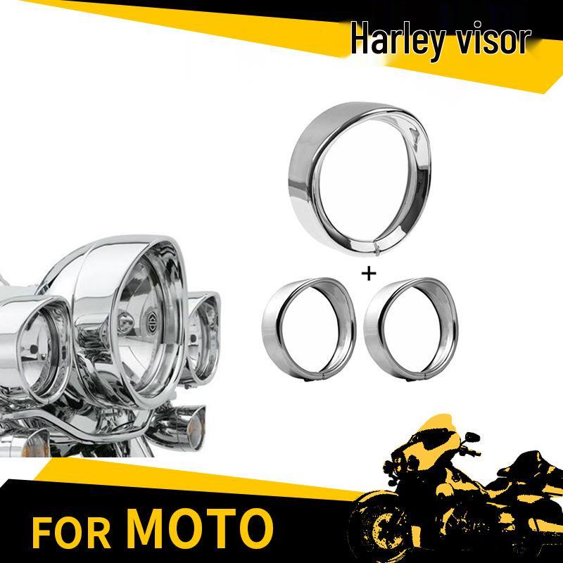 

Harley Motorcycle Electroplated Rustproof 7 Headlight & 4.5 Fog Light Visor Cover 7 inch + 4.5 inch (Black)