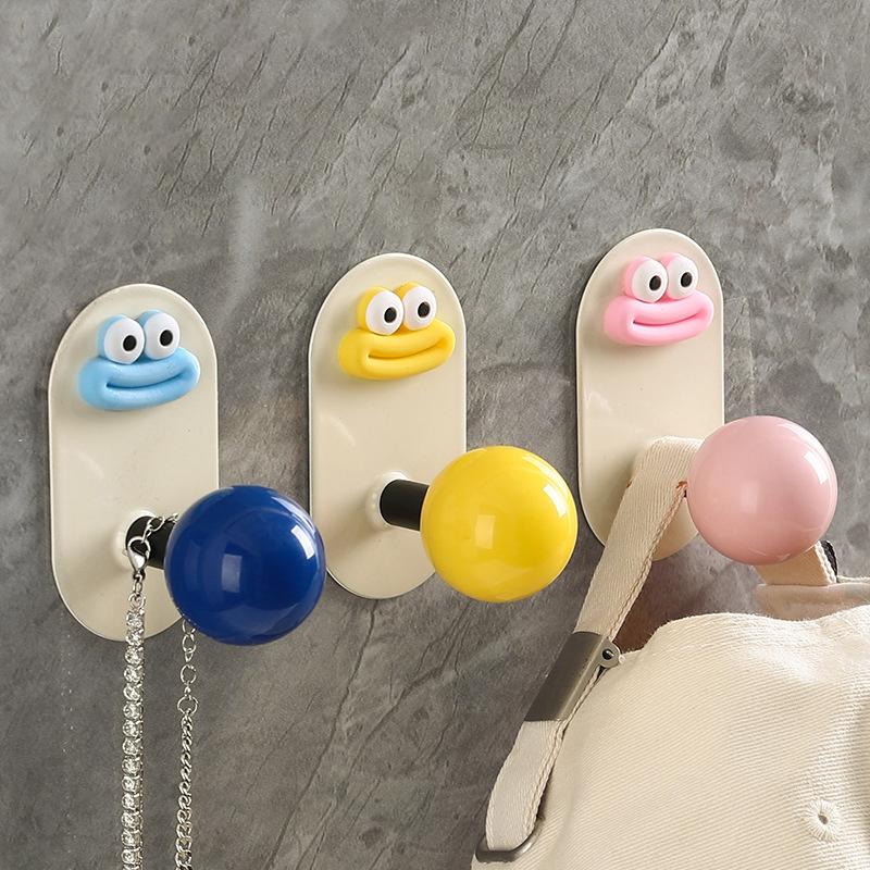 Niedlicher Wandhaken Bunter Ball Wurstmaul Kreativer Lustiger Klebehaken Stanzfrei Mehrzweck Montiert Aufbewahrung Handtuch