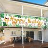 200*40cm Jungle Animal Theme Safari Happy Birthday Party Decoration Baby Shower Banner Background Kids Favor Monkey Giraffe