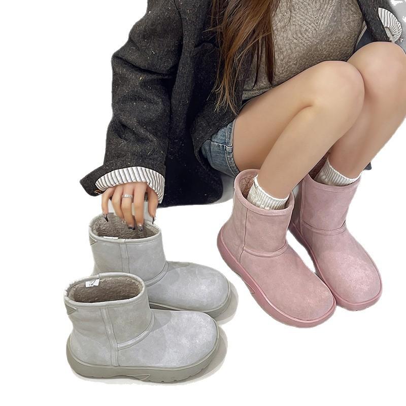 Snow boots women's small inner height increase 7.5cm cotton boots 24 winter new short boots thick-soled piled thickened cotton shoes