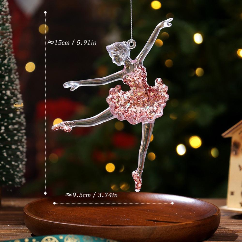 Acrylic Christmas Snowflake Pendants Transparent Glitter Christmas Tree Hangings Snowflake Design Crystal Clear