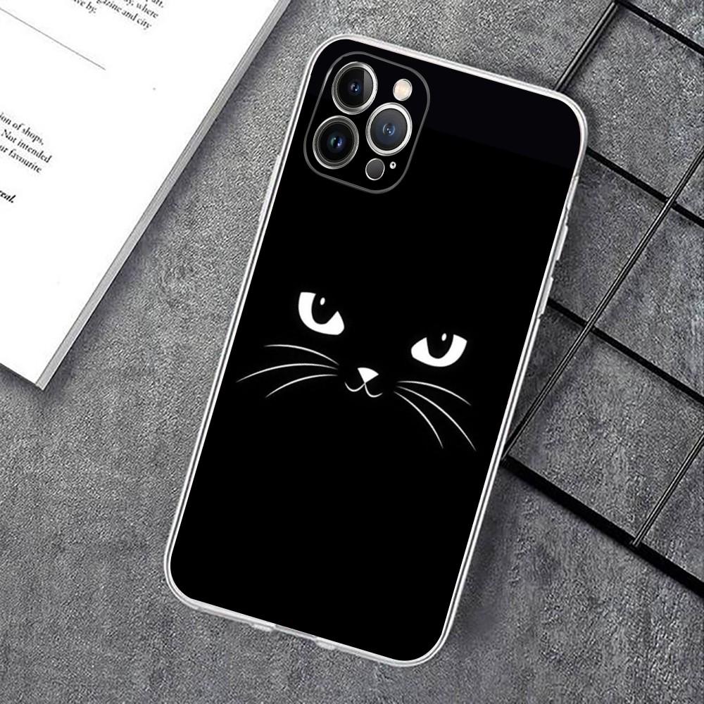 Cute Cat Line Phone Case For iPhone 15 14 11 12 13 Mini Pro XS Max Cover 6 7 8 Plus X XR SE 2020 Funda Shell
