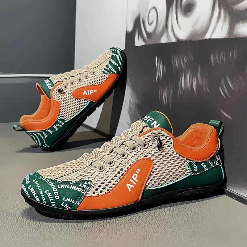 

Men 2025 New Summer Breathable Thin Mesh Sports and Leisure Shoes Men s Outdoor Sneakers High-quality Casual Shoes 44 оранжевый
