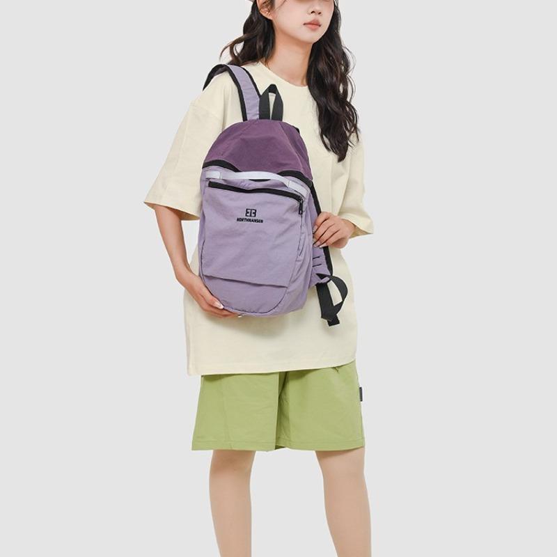 Summer New Leisure Travel Bag College Wind Contrasting Color Backpack Large Capacity High School Student Schoolbag