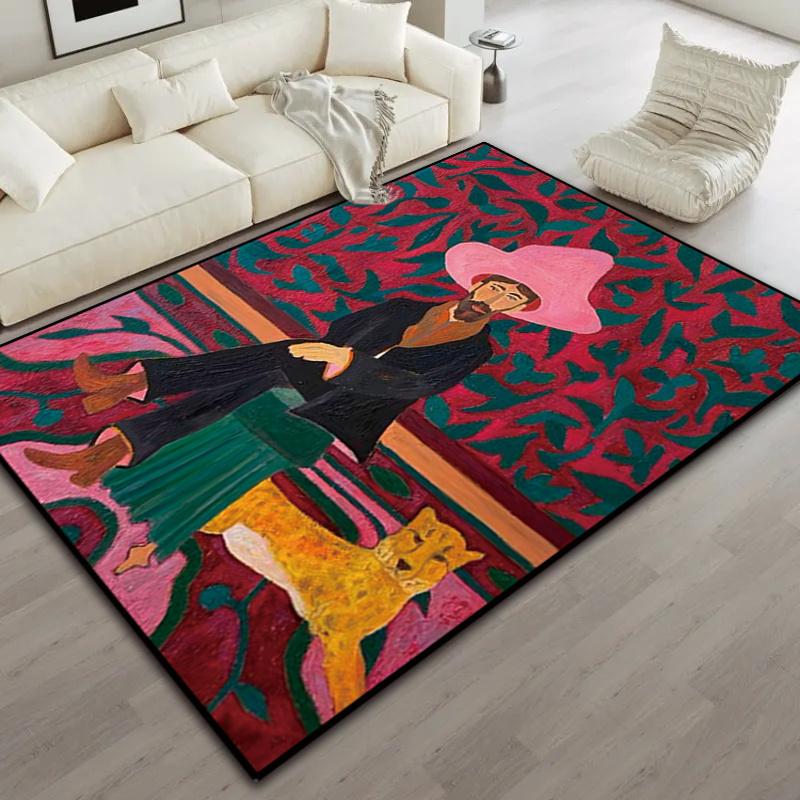 

1 шт. Удобный ковер из хрустального бархата][Машинная стирка]Большой напольный коврик с леопардовым и человеческим узором, Нескользящий, Не линяющий 50x80cm