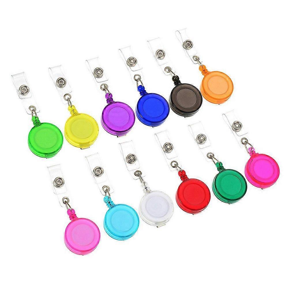 12 Pcs Retractable Lanyard, Translucent Retractable Id Badge Holder Retractable Keyring Badge Reel Clip