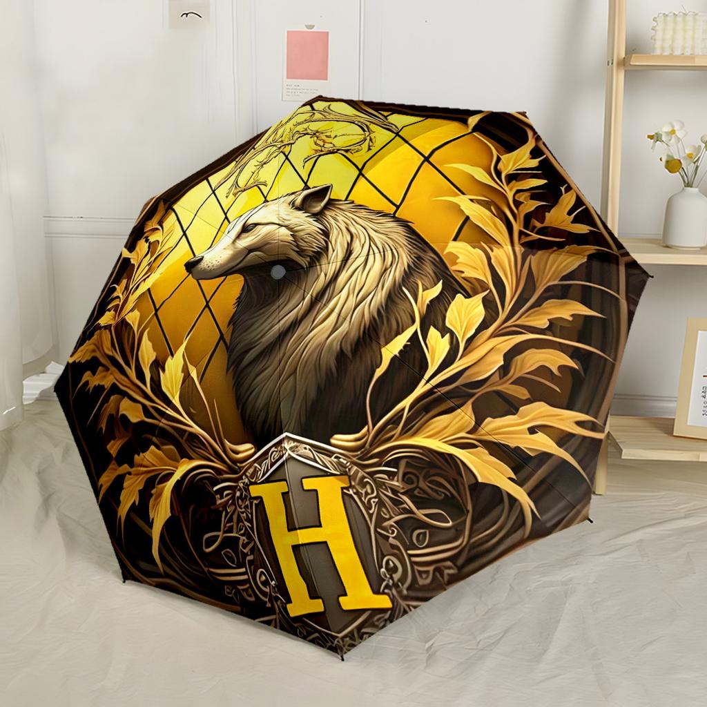 Gryffindor Pride And Loyalty Automatic Umbrella Sturdy 8-Rib Shaft Durable Plastic & Iron All-Season Umbrella for Travel Elegant Women's Umbrella