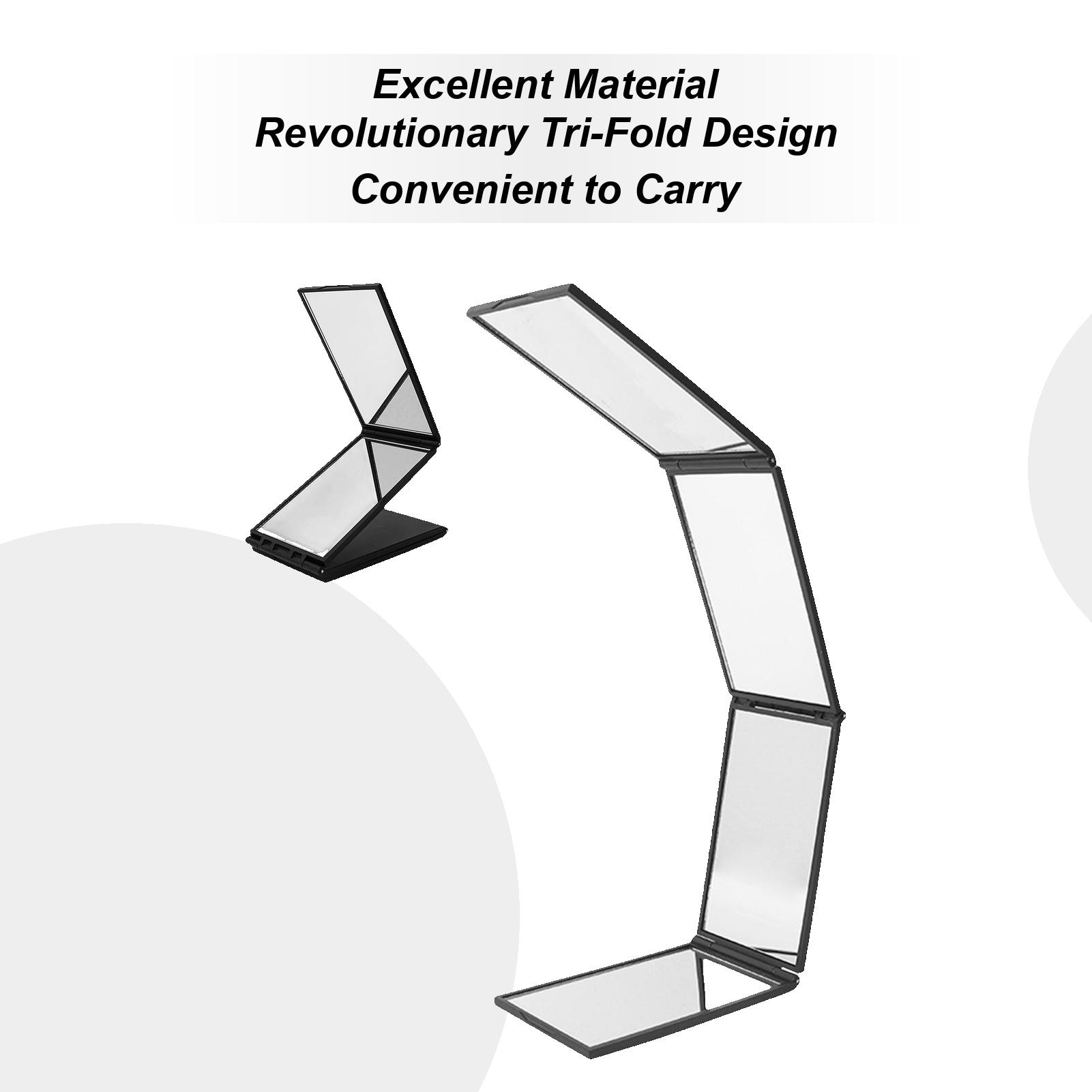 Mirrors 4 Way Travel Mirrors for Makeup Trifold Mirrors for Hair Cutting Multi-Angle Hair Cutting Mirrors Tabletop Dressing nero