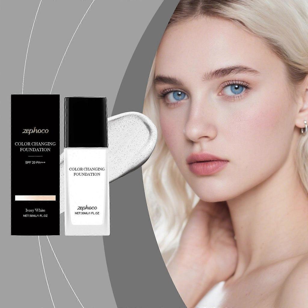 Zephoco Ivory Color-Changing Foundation, hydrating, lightweight, long-lasting, natural, and sheer.