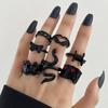 New dark hip-hop skull spider card exaggerated retro ring 24-piece set punk ring jewelry
