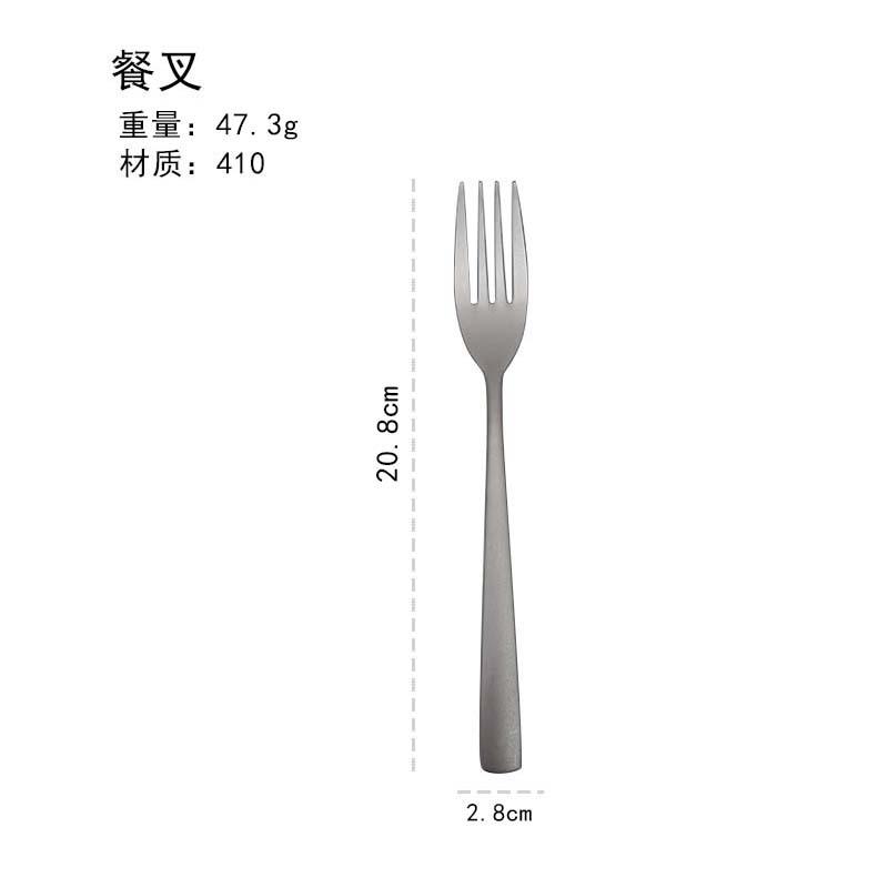 Stainless Steel Knife, Fork, Spoon, Titanium Purified Square Handle, Household Western Tableware, Steak Knife and Fork, Teaspoon Salad Fork Five-piece