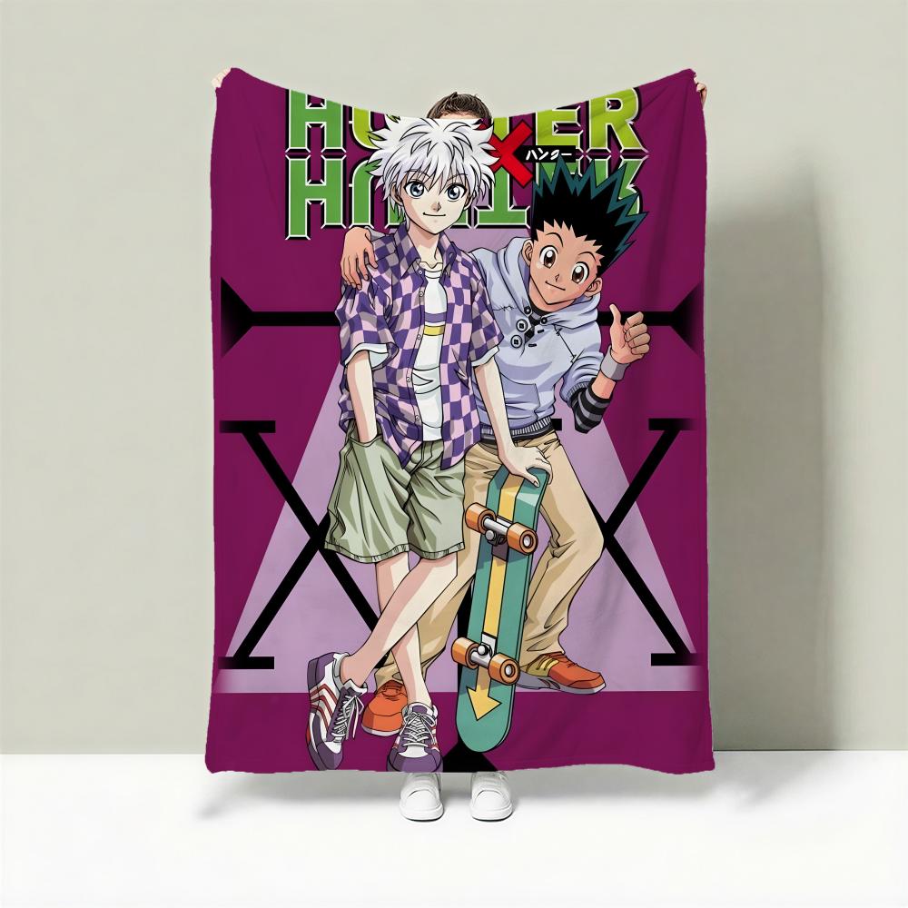 Anime H-Hunter x Hunter Throw Lightweight 240g Flannel Blanket Soft Skin-friendly for Summer Cooling 75cmx90cm