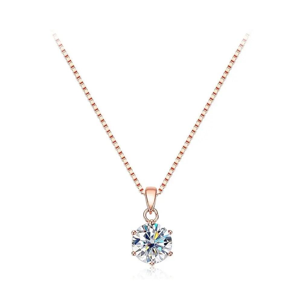 1 Carat Real Moissanite Pendant Necklace For Women Top Quality 100%   Copper Wedding Party Bridal Fine Jewelry