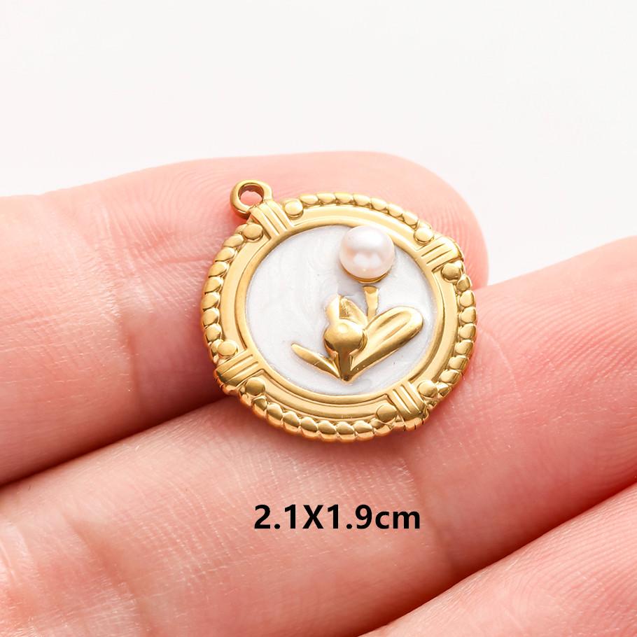 3 pezzi Ciondoli Fiore Eleganti Fatti a Mano a Goccia d'Olio Rosa Blu Acciaio Inossidabile Per Creazione Gioielli Collana Bracciale Portachiavi