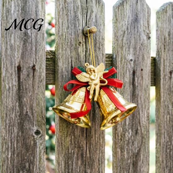 Durable Plastic Base Bell Christmas Ornament with Red Ribbon Bow, Small Jingle Thickened Electroplated Tree Hanging Decoration for Tree, Garland,
