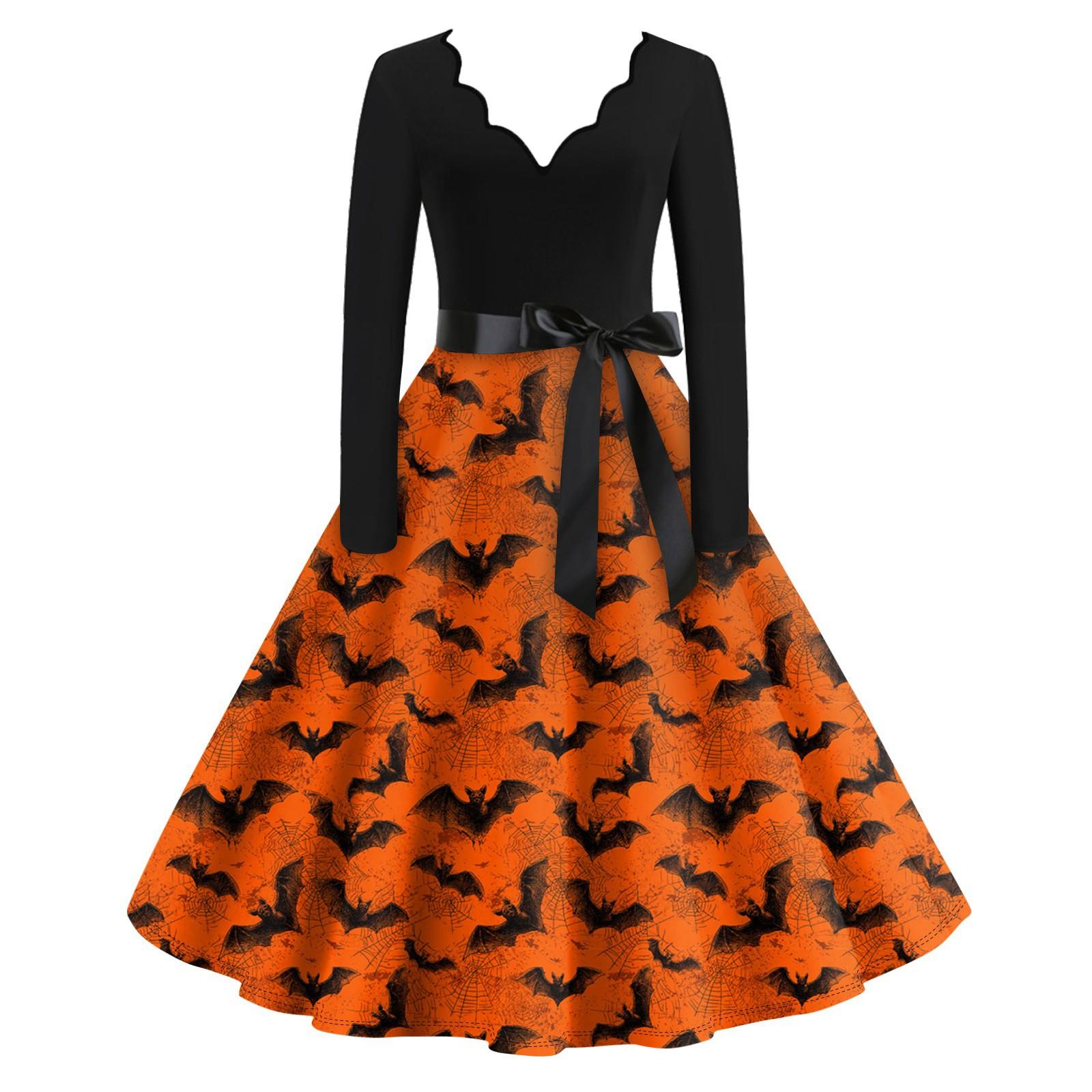 

Женские повседневные модные длинные платья с графическим принтом на Хэллоуин XXL