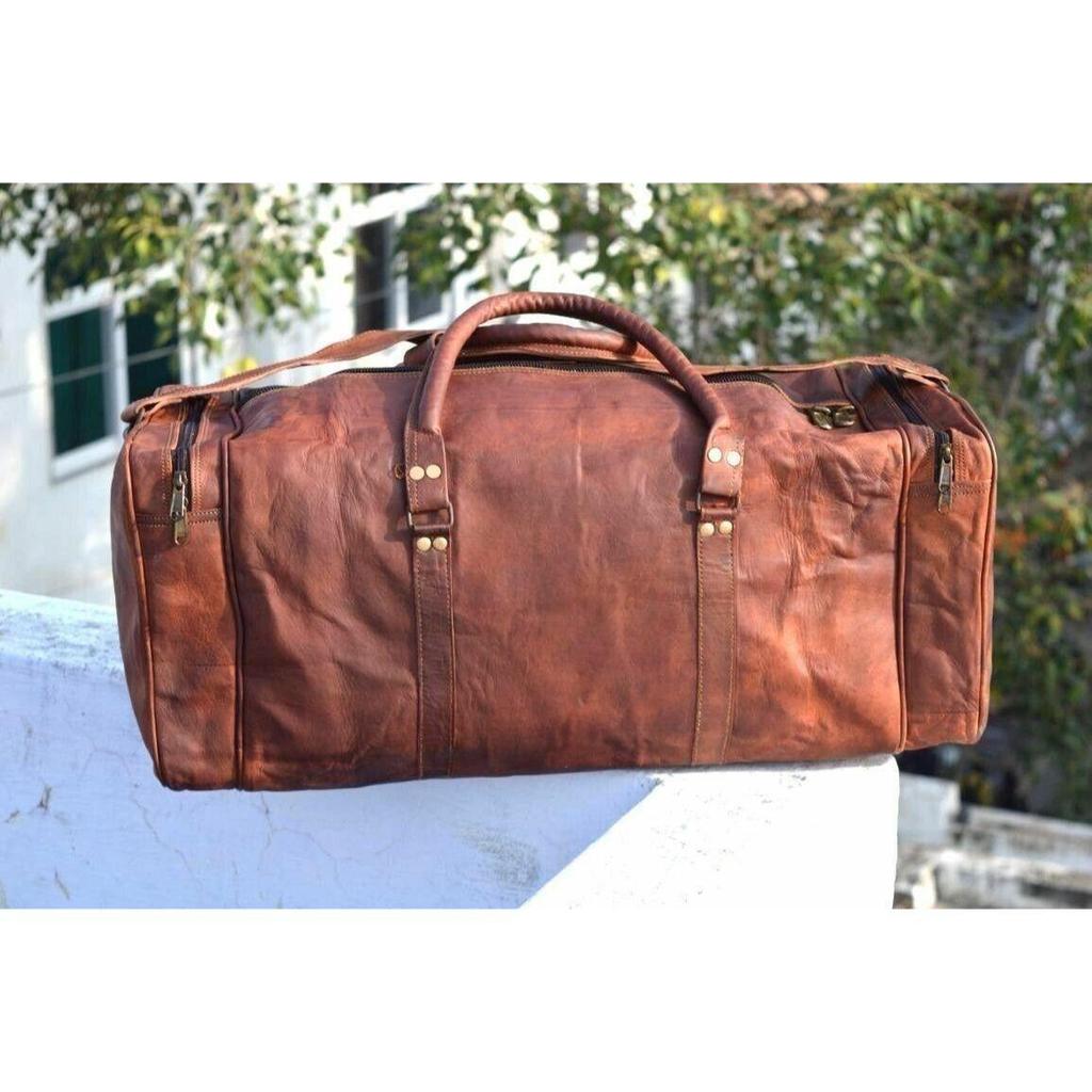 Taška Tělocvična Kožená Kozí Cestovní Vintage Originální Luggage Hnědá Nová pánská taška