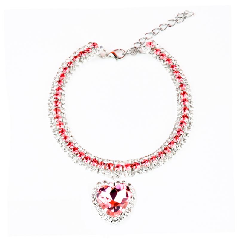 Cat Crystal Necklace Imitation Pearl Rhinestone Pendants Pearl Necklace Dog Collar Collar for Cats Dogs Pet  Collier Collar Gato