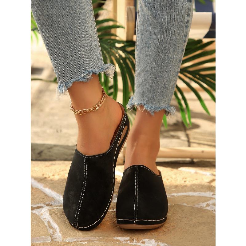 Women's Summer Wedge Closed-Toe Slip-On Slide Sandals, Casual Comfort Footwear, Available In Large Sizes.