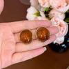 Gradient Amber Maillard Round Stud Earrings for Women - Unique High-End Ear Jewelry