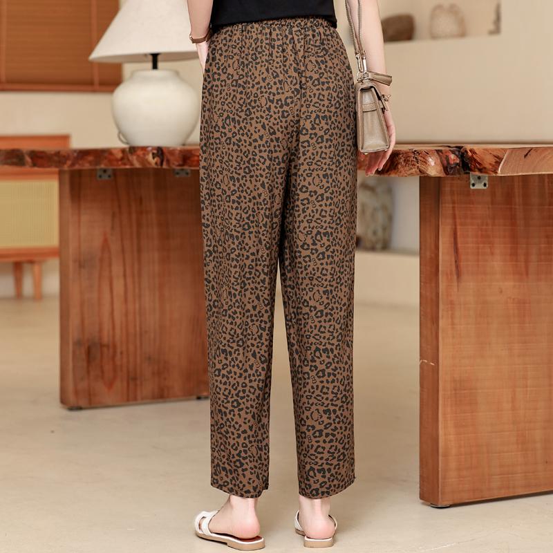 Women's Plus Size Leopard Print Wide Leg Pants, Casual Loose Fit Elastic Waist Trousers (XL-5XL)