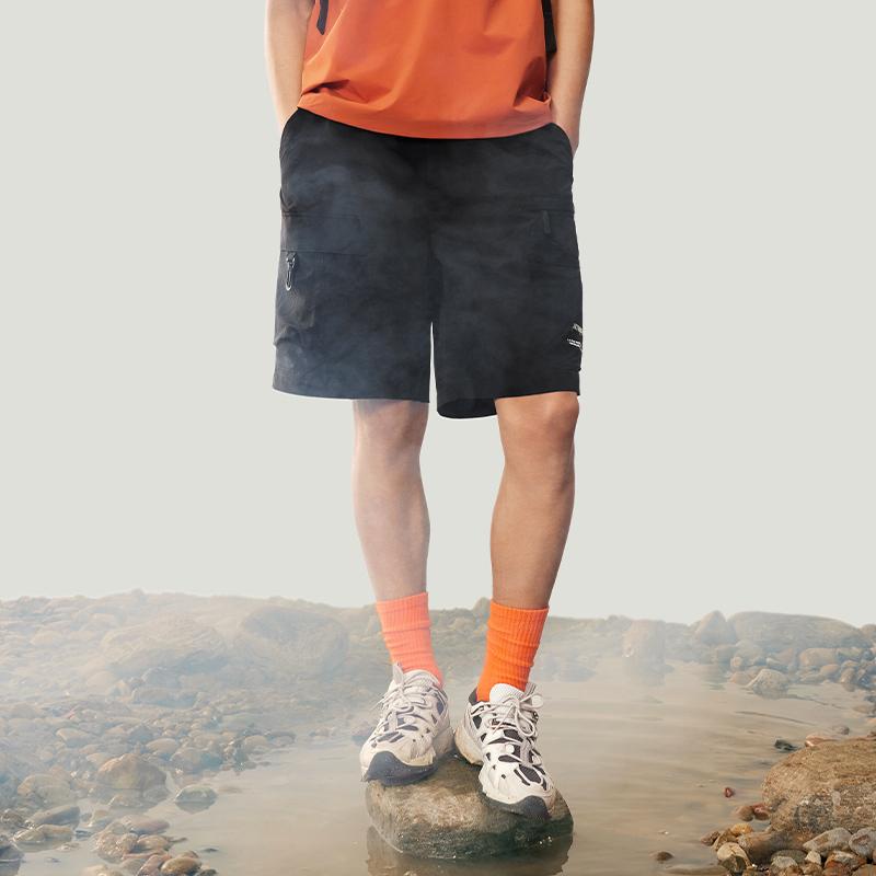 Li Ning CF Outdoor Water-Resistant Letter Print Straight Leg Elastic Waist Casual Shorts Men Shorts Stone-Lotus-Brown AKSU645-3