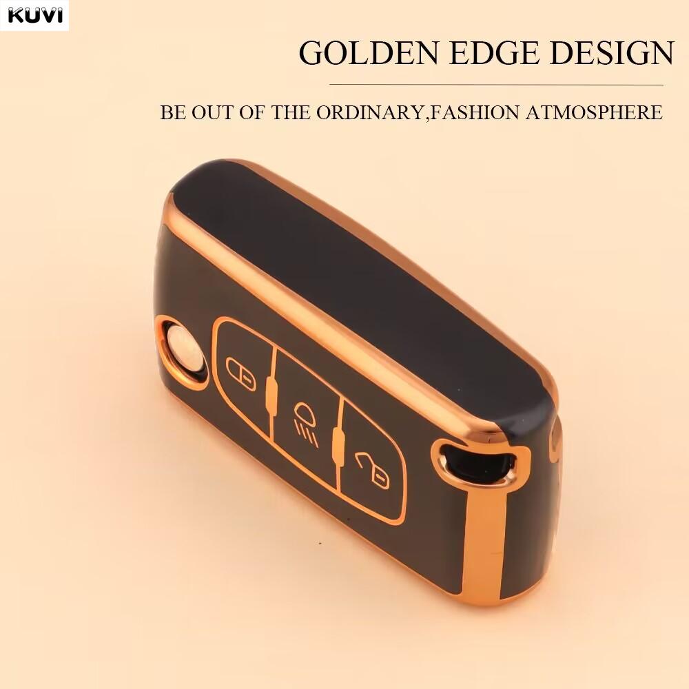 Golden Tpu Car Flip Key Case Cover For Citroen C2 C3 C4 C5 C6 Xsara Berlingo For Peugeot 207 307 308 407 607 807 Protector Fob