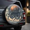 1pc Vintage Illustration Octopus Eyeball Car Tire Cover, Artistic Ocean-Style Protective Utility Item, Beautiful and Durable, Easy to Install, Portabl
