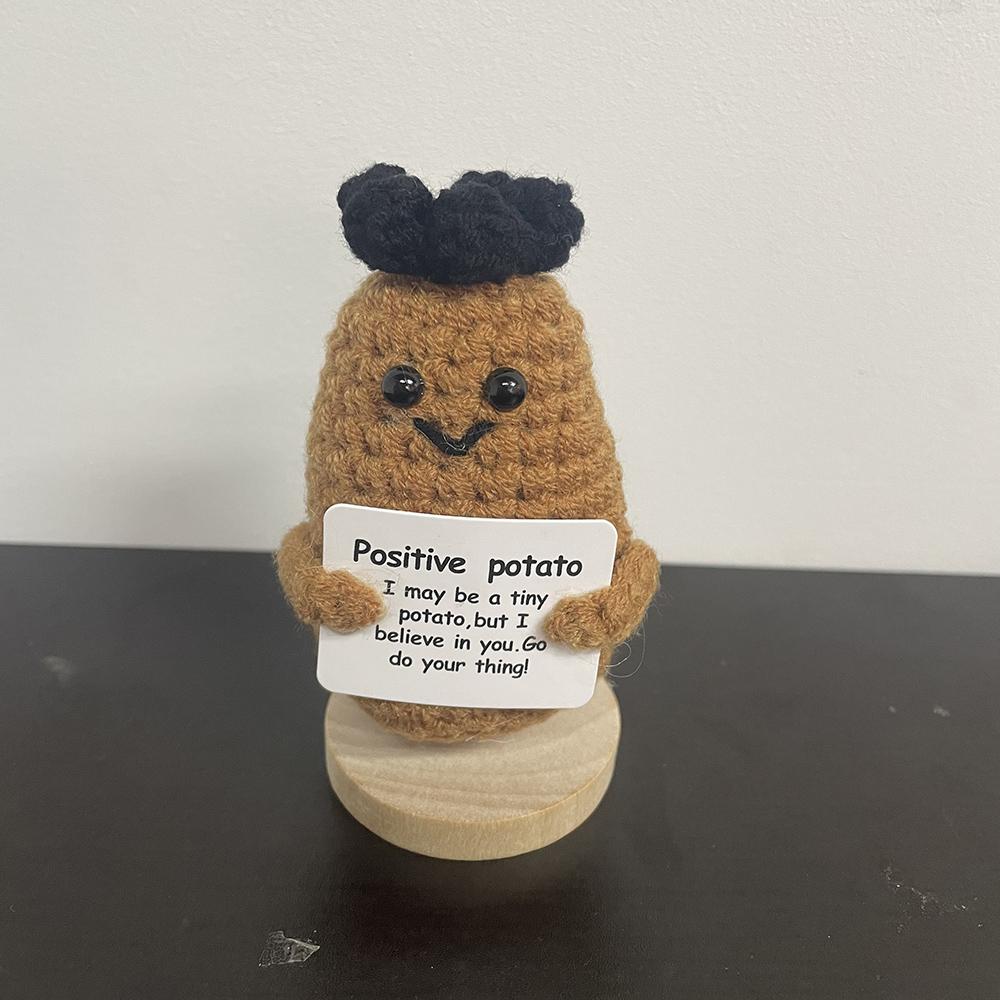 New Handmade Knitting Panda Doll With Card Ornament Home Decoration Mini Funny Positive Potatoes Room Decor Christams Gifts