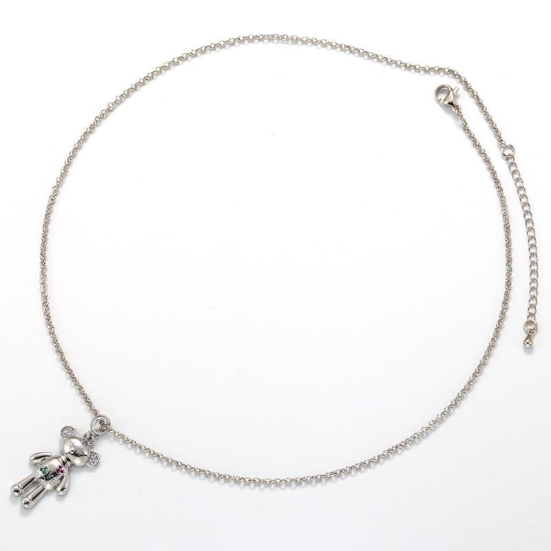 

Bear Zircon Necklace Micro-Inlaid With Real Gold Color-Preserving Collarbone Chain Female O-Chain Collarbone Chain Wind Vl258 біле золото кольору