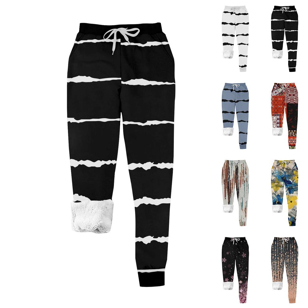 Women's Casual Fashion Home Christmas Print Plush Sweatpants