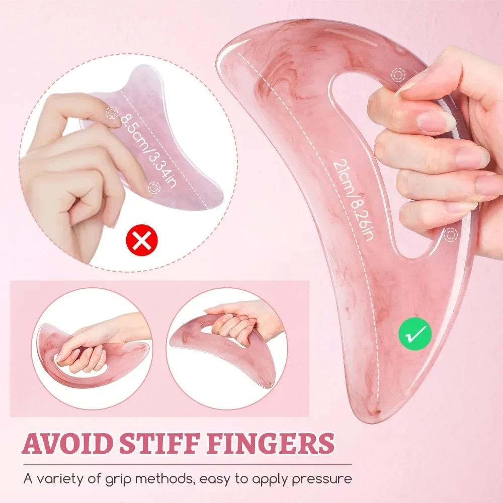 Gua Sha Massage Tool with Handle Larger Guasha Scraping Tool for Back Neck Face Leg Massage, Lymphatic Drainage, Cell
