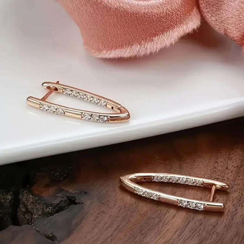 V-Shaped Micro-inlaid Zircon Women's Ear Clip Earrings