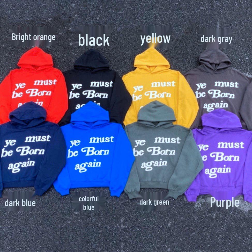 Trendy Multicolor Foam Letter Print Hoodie - Kanye Style