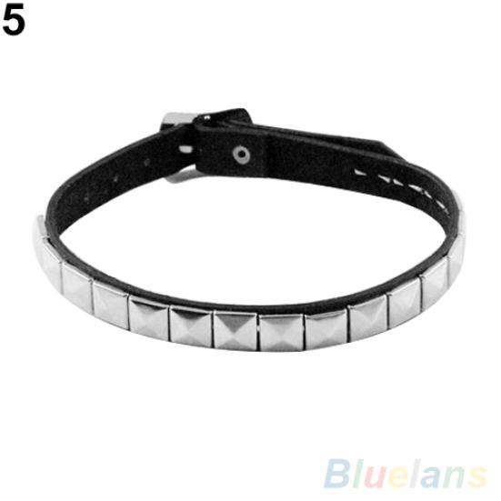 Punk Gothic Black Faux Leather Choker Cross Spike Rivet Buckle Collar Necklace