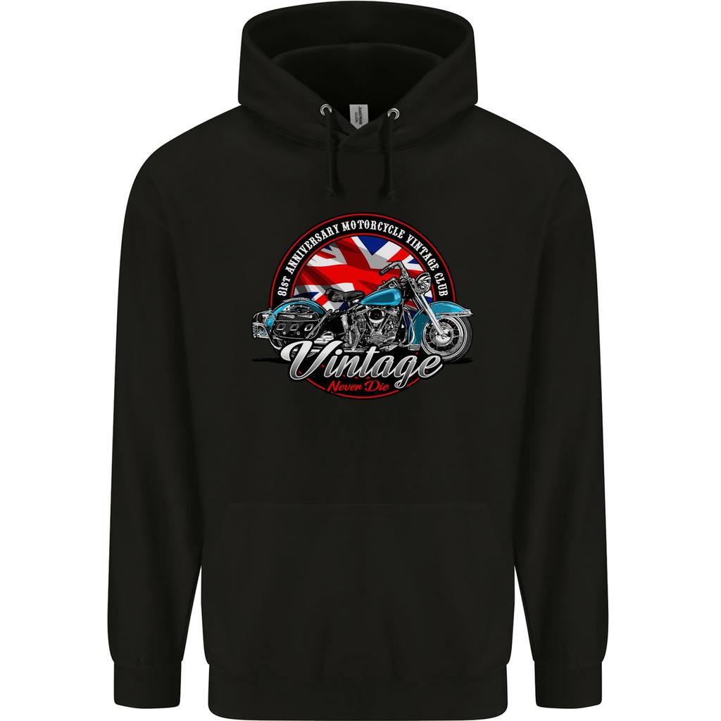 British Motorcycle Union Jack Flag Biker Chopper Hoodie