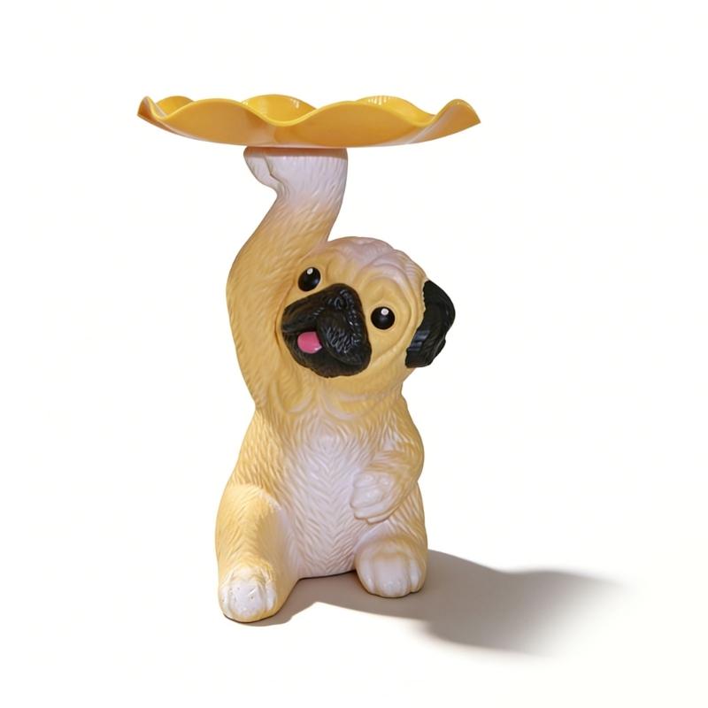 Lovely Dog Statue Key Candy Bowl Dog Statues Figurines Entryway Table Ornament for Office Home Decors New Year Gift