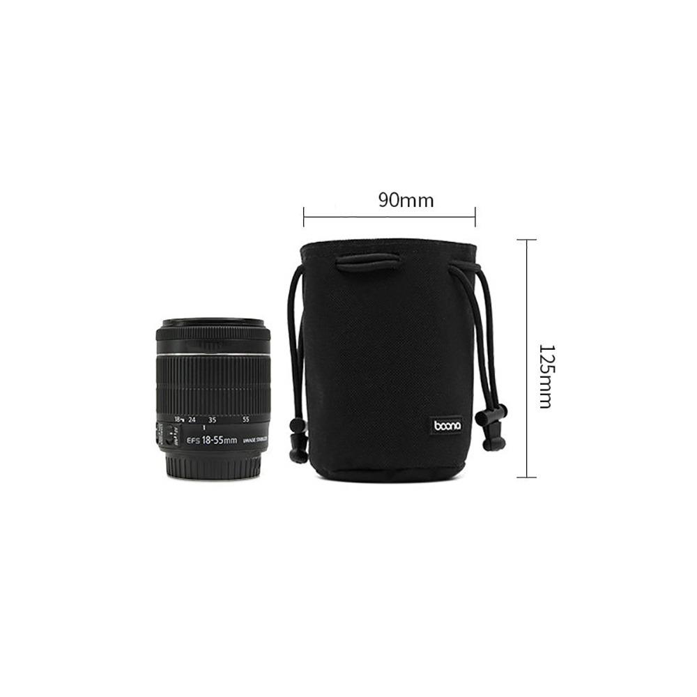 Convenient Grey Black Camera Bag Soft Multi-size Lens Protective Bag Waterproof Dustproof Drawstring Pouch For DSLR Camera