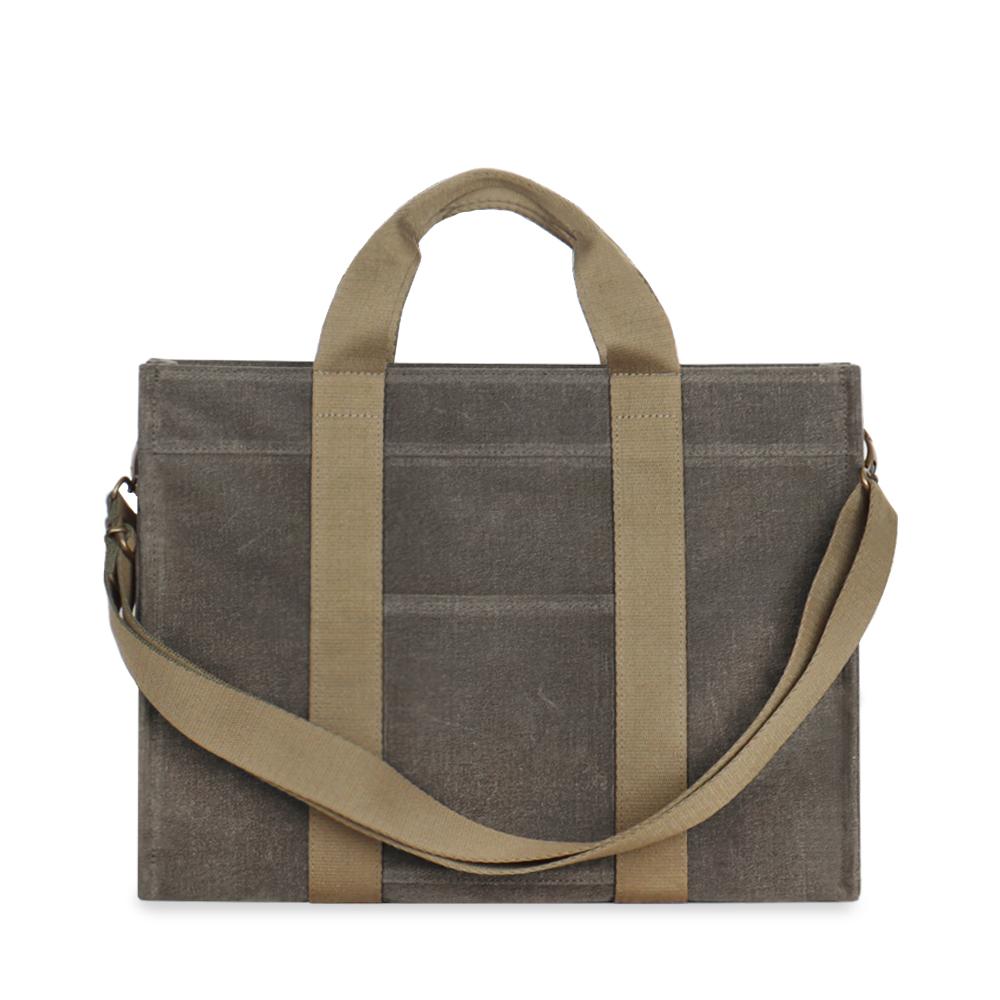 Monono Square Brief Bag (Waxed Canvas Charcoal)
